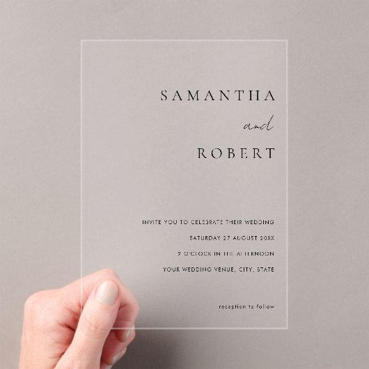 Invitations En Acrylique Mariage minimaliste moderne (In situ (ordinateur de poche))