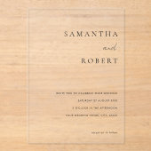 Invitations En Acrylique Mariage minimaliste moderne (Recto)