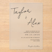 Invitations En Acrylique Mariage minimaliste moderne (Recto)