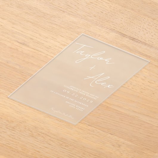 Invitations En Acrylique Mariage minimaliste moderne (Poser)