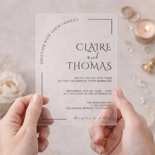 Invitations En Acrylique Mariage minimaliste moderne