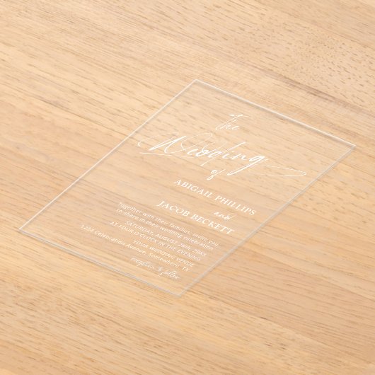 Invitations En Acrylique Mariage minimaliste moderne (Poser)