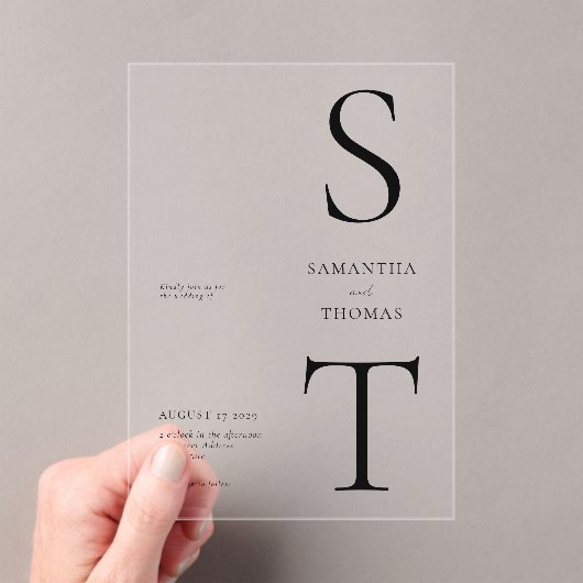 Invitations En Acrylique Mariage minimaliste moderne (In situ (ordinateur de poche))