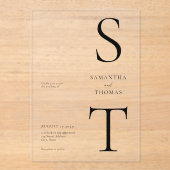 Invitations En Acrylique Mariage minimaliste moderne (Recto)