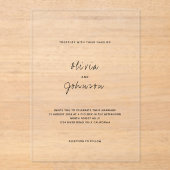 Invitations En Acrylique Mariage Minimaliste Moderne (Recto)