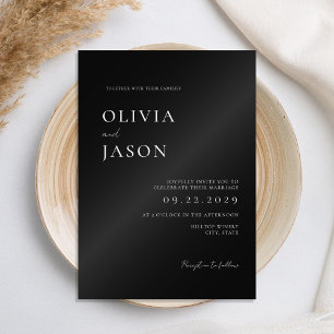 Invitations En Acrylique Mariage Minimaliste Moderne en Noir et Blanc