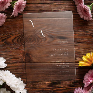 Invitations En Acrylique Mariage minimaliste moderne givré élégant