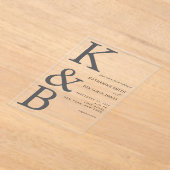 Invitations En Acrylique Mariage minimaliste Monogramme moderne (Poser)