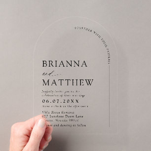 Invitations En Acrylique Mariage minimaliste noir et blanc Arch Moderne