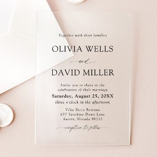 Invitations En Acrylique Mariage minimaliste noir et blanc Arch Moderne