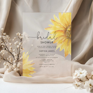 Invitations En Acrylique Mariage Minimaliste Rustique au Tournesol