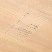 Invitations En Acrylique Mariage minimaliste simple monogramme (Poser)