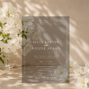 Invitations En Acrylique Mariage minimaliste simple noir ivoire classique