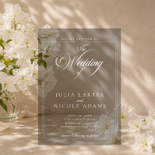 Invitations En Acrylique Mariage minimaliste simple noir ivoire classique