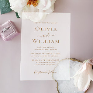 Invitations En Acrylique Mariage minimaliste typographie dorée givré chic