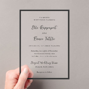 Invitations En Acrylique Mariage Minimaliste Typographie Moderne