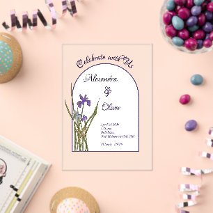Invitations En Acrylique Mariage minimaliste violet et bleu iris