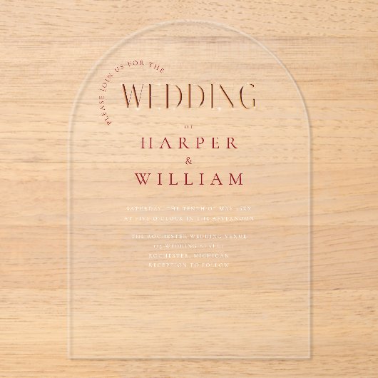 Invitations En Acrylique mariage moderne (Recto)