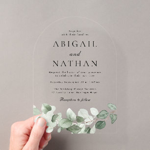Invitations En Acrylique Mariage Moderne avec Arches de Feuilles Vertes