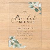 Invitations En Acrylique Mariage Moderne avec Feuille Verte (Recto)
