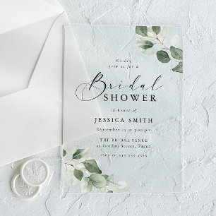 Invitations En Acrylique Mariage Moderne avec Feuille Verte