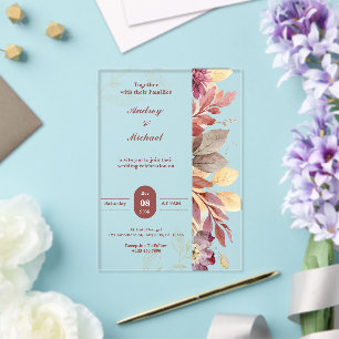 Invitations En Acrylique Mariage Moderne avec leurs Familles 