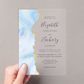 Invitations En Acrylique Mariage Moderne Bébé Bleu Agate Or (In situ (ordinateur de poche))
