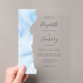 Invitations En Acrylique Mariage Moderne Bébé Bleu Argent Agate (In situ (ordinateur de poche))