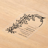 Invitations En Acrylique Mariage moderne Black Bird and Branch (Poser)
