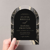 Invitations En Acrylique Mariage moderne Black Gold Agate Elegant (In situ (ordinateur de poche))