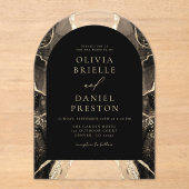 Invitations En Acrylique Mariage moderne Black Gold Agate Elegant (Recto)