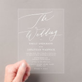 Invitations En Acrylique Mariage moderne blanc élégant (In situ (ordinateur de poche))