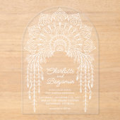 Invitations En Acrylique Mariage Moderne Bohème Blanc Mandala (Recto)