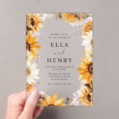 Invitations En Acrylique Mariage moderne Boho Sunflower Cadre (In situ (ordinateur de poche))