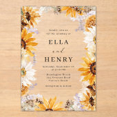 Invitations En Acrylique Mariage moderne Boho Sunflower Cadre (Recto)