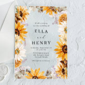 Invitations En Acrylique Mariage moderne Boho Sunflower Cadre