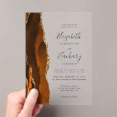 Invitations En Acrylique Mariage moderne Burnt Orange Gold Agate (In situ (ordinateur de poche))