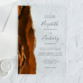 Invitations En Acrylique Mariage moderne Burnt Orange Gold Agate