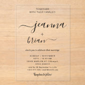 Invitations En Acrylique Mariage Moderne Calligraphie Acrylique Invitations (Recto)
