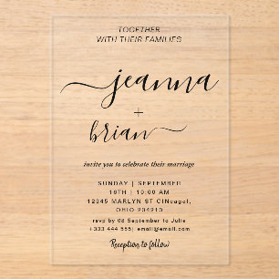 Invitations En Acrylique Mariage Moderne Calligraphie Acrylique Invitations