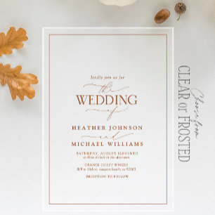 Invitations En Acrylique Mariage Moderne Calligraphié en Terracotta