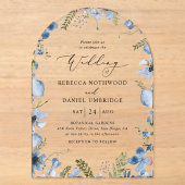 Invitations En Acrylique Mariage Moderne Chic Bleu (Recto)