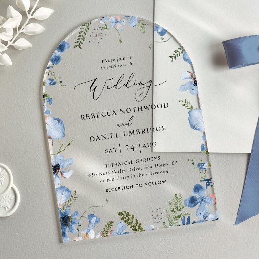 Invitations En Acrylique Mariage Moderne Chic Bleu