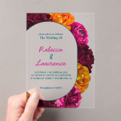 Invitations En Acrylique Mariage moderne chic rose chaud vert vert jaune fl (In situ (ordinateur de poche))
