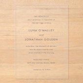Invitations En Acrylique Mariage Moderne Classique (Recto)