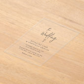 Invitations En Acrylique Mariage Moderne Classique en Noir et Blanc (Poser)