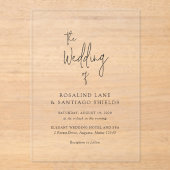 Invitations En Acrylique Mariage Moderne Classique en Noir et Blanc (Recto)