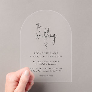 Invitations En Acrylique Mariage Moderne Classique en Noir et Blanc