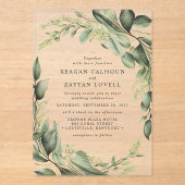Invitations En Acrylique Mariage moderne de couronne Feuille Eucalyptus (Recto)