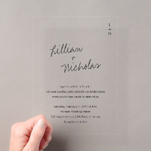 Invitations En Acrylique Mariage Moderne Écriture Contemporaine